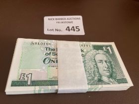 Banknotes : 100 x £1 Royal bnk of Scotland bank no