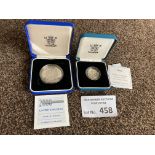 Coins : 2001 £1 silver proof boxed & 1999 silver p