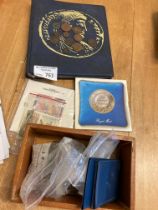 Banknotes : Box & Album of coins mostlly bronze UK