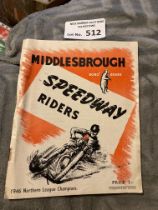 Speedway : Middlesbrough Bears 1946 souvenir bookl
