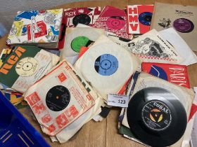 Records : Small crate of 7" singles inc Humber Jug