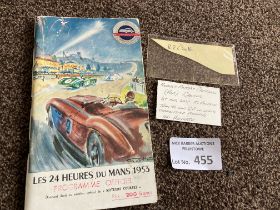 Motor Racing : Le Mans programme 13/14th June 1953