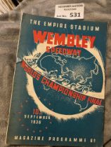 Speedway : Wembley - World Championship Final prog