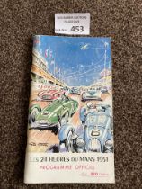 Motor Racing : Le Mans programme 23/24th June 1951