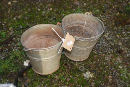 Two galvanised buckets.