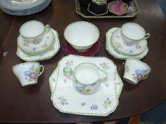 A pretty Shelley ''Wild Flowers' teaset consisting of four cups, six saucers, six side plates,