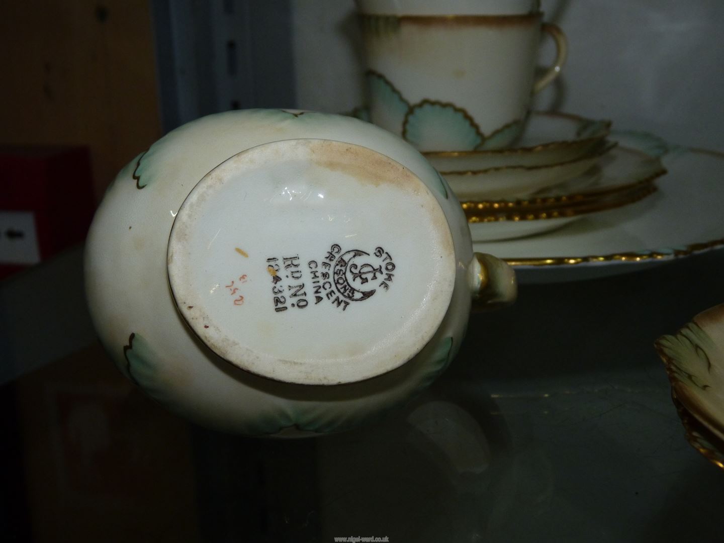 A quantity of George Jones & Sons Crescent teaware in cream with pale blue and gilt edge scallop - Image 2 of 2