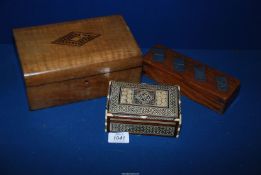 A Tunbridge ware patterned Box to top, 9" x 6 1/2" x 4",