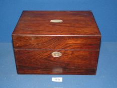 A Victorian Rosewood Jewellery box with mother of pearl inlay and sectional lower drawer,