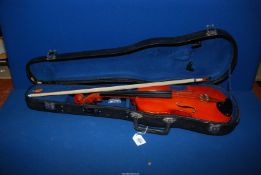 A Stentor 3/4 size Violin for ages 9 to 12 years, with case and bow, some damage to the wood,