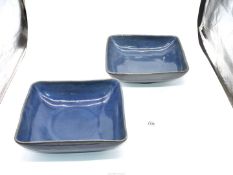 A pair of blue glazed Thai 'Williams-Sanoma' dishes, 12" x 10".