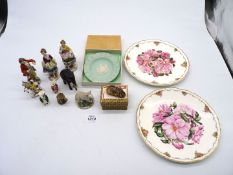 A small quantity of figures including Vienna, Sitzendorf, ebonised elephant, Wade style rabbit,