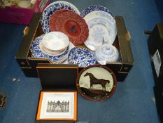 A quantity of china including Burleigh plates, various coloured bowls,