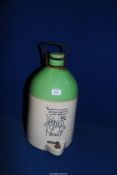 A large stoneware salt glazed cider Flagon in green and beige with images of singers and rhyme,