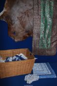 A small quantity of linen including tablecloths and matching napkins, damask, etc.