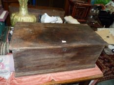 An early Victorian Pine Blanket Chest with forge made ironwork, 36 1/2'' x 18 5/8'' x 15'' high,
