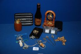 A quantity of miscellanea including a bottle of Coronation ale, wooden lighter,