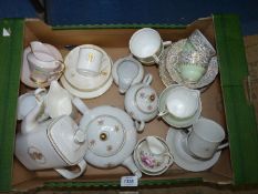 A quantity of part teasets including Royal Stafford in green and gold, Bavarian teapot,