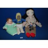 Four Vintage dolls to include a M V Staffordshire Sailor, German composite doll, etc.