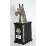 A Royal Selangor pewter Bookend of a horses head,