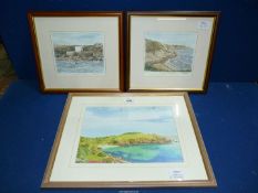 A framed Print of Saints Bay Guernsey, 17" x 14",