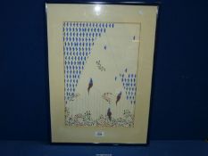 A framed watercolour of exotic birds, signed lower right, 45 x 62 cms.