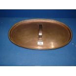 A large oval antique copper pan lid, 20 1/4" x 13".