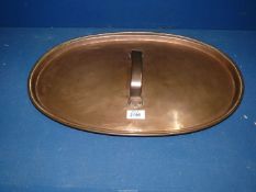 A large oval antique copper pan lid, 20 1/4" x 13".