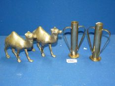 A pair of Trench Art spill or posy vases,