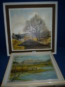 A framed Oil on board of rural scene, signed lower right, plus an oil on board,