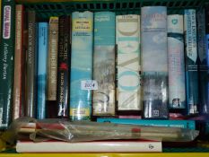 A crate of books to include Canal Mania, Devon, Shell Guide to Scotland etc.