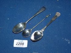 Two silver teaspoons, one Sheffield 1925 by Viners Ltd, engraved 'Hyde Canine Society',