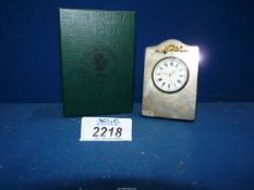A 'Silver Direct' clock, with hallmarks for London, 1995, Kitney & Co., 3'' tall, boxed.