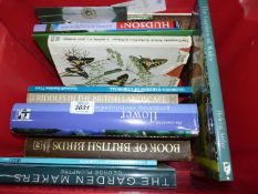 A red tub of books to include Glorious Gardens of Cornwall,