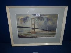 A framed and mounted watercolour titled 'Storm Over Severn', signed lower right 'Ernest Andrews'.
