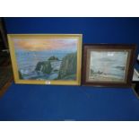 Two framed prints of Coastal scenes.