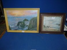 Two framed prints of Coastal scenes.