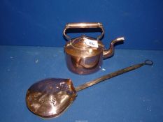 A 19th c three pint bachelor's oval copper Kettle with Harrod's stamp and an early 19th c copper