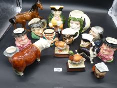 A quantity of Character jugs and animal figures including Carlton ware, Shorter and Son,