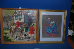 Two framed and glazed tapestries - 'The Meet' and 'The Wizard'