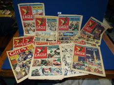 A quantity of 'Eagle' comics dating around 1950's (12 in total), plus a 1960's 'Girl' magazine.