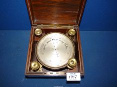 A Rosewood case having brass protective corners and an inset brass plate to the lid,