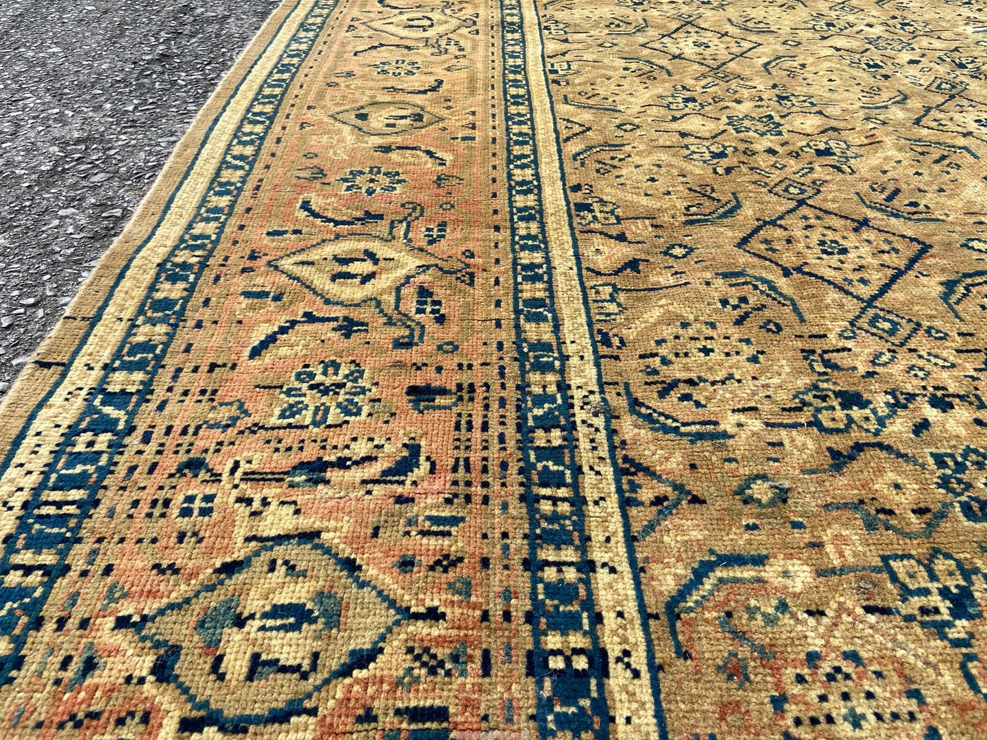 An antique Mahal Wool carpet - West Persia with overall Herati style floral design on camel field. - Image 2 of 3