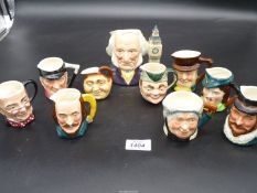 Nine assorted character jugs mostly by Lancaster and Sandland plus two Royal Doulton 'John Doulton'