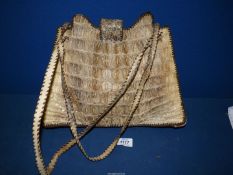 A vintage Crocodile skin Handbag 15'' wide x 11'' high.