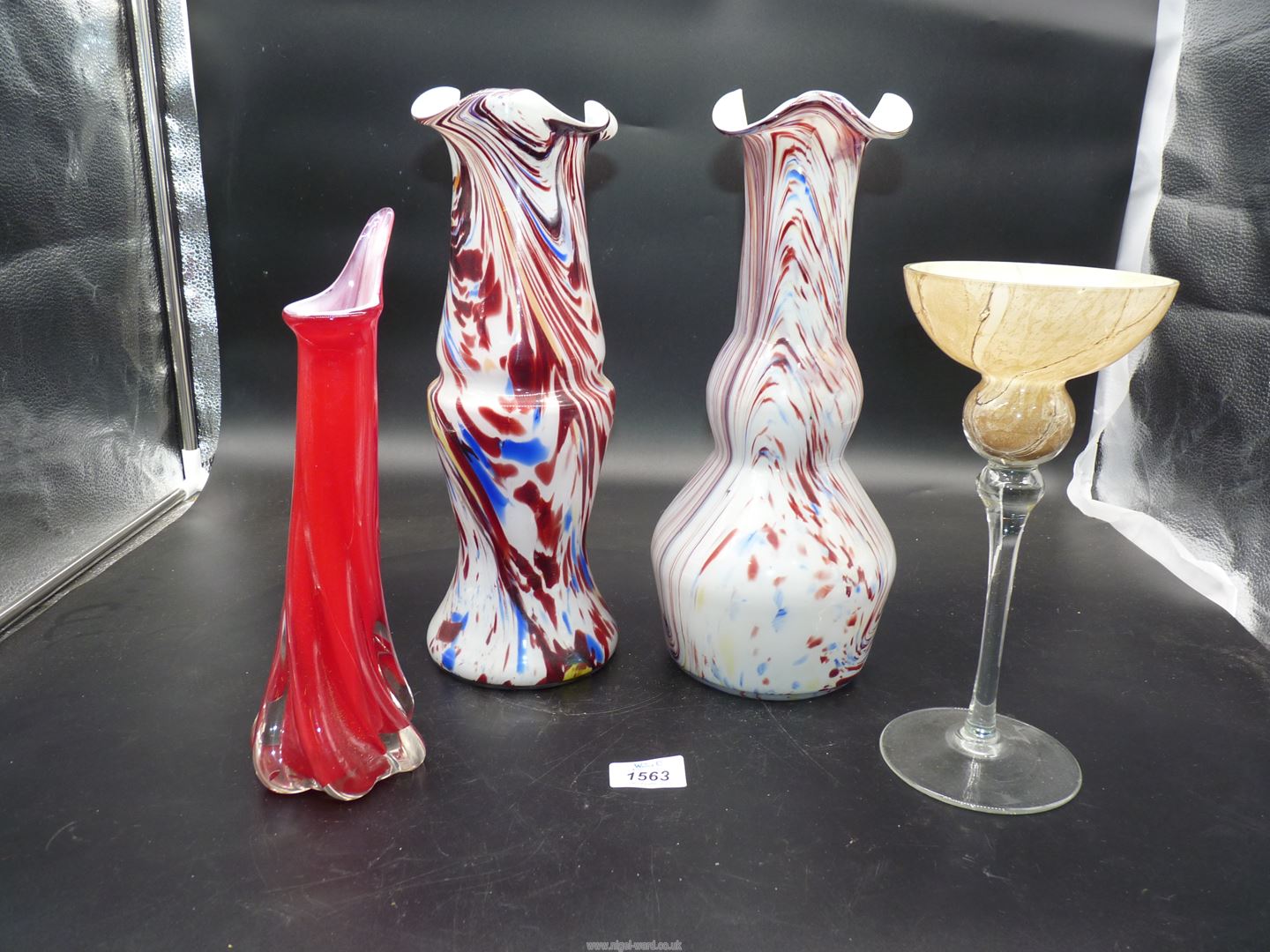 A small quantity of coloured glass, including, two large End of Day vases, - Image 2 of 2