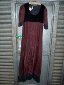 A Simon Ellis mauve raffia and black velvet evening Dress, size 12.