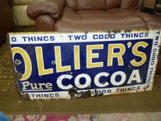 An 'Olliers Coco' large enamel sign, 38" x 18".