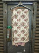 A pair of vintage Laura Ashley cotton fabric Curtains in floral Check Trellis pattern and with pink