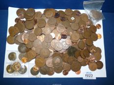 A quantity of pre-decimal and decimal copper coins.